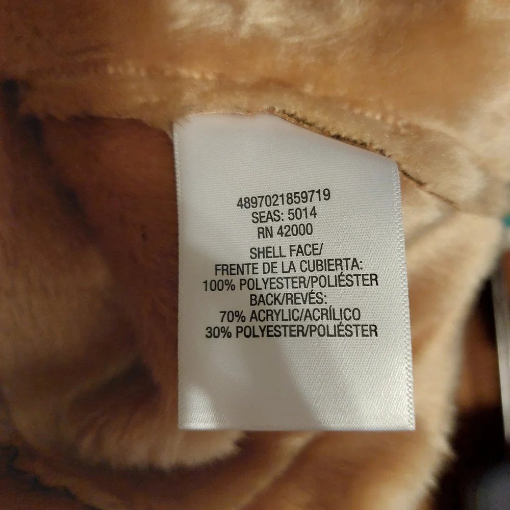Jacklyn Smith Tan/ Camel Faux Fur And Suede Full Zip Vest Pockets  Wms XL‎